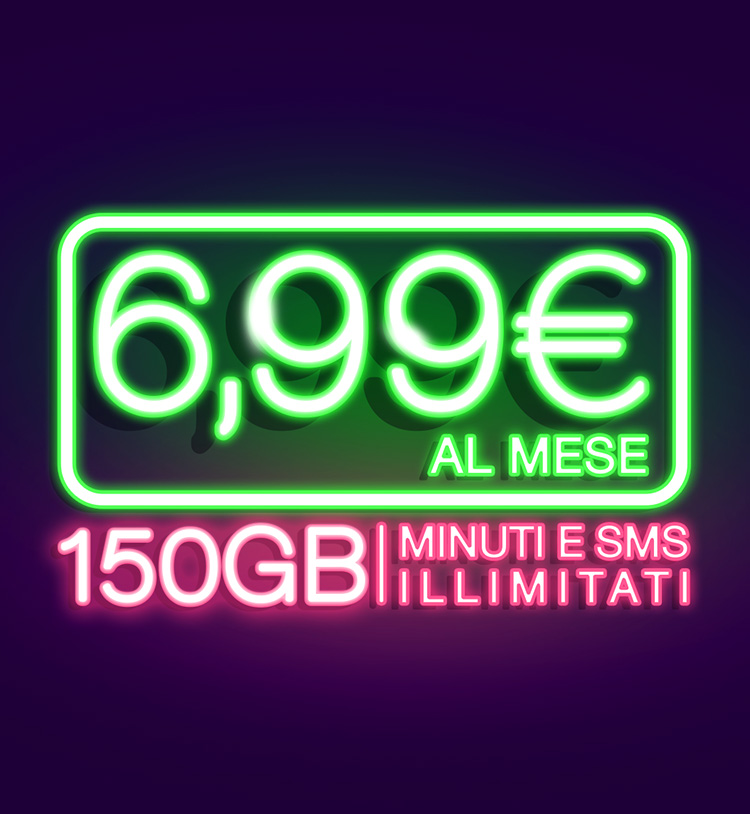 Una scritta al neon riportando i termini dell'offerta su sfondo scuro